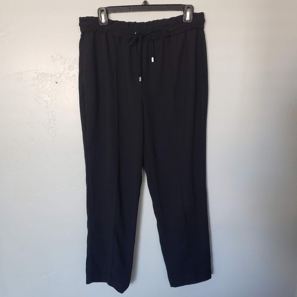 Zara Women's Large Black Cropped Dress Pants Trousers Seam Front Work Business - Picture 1 of 8
